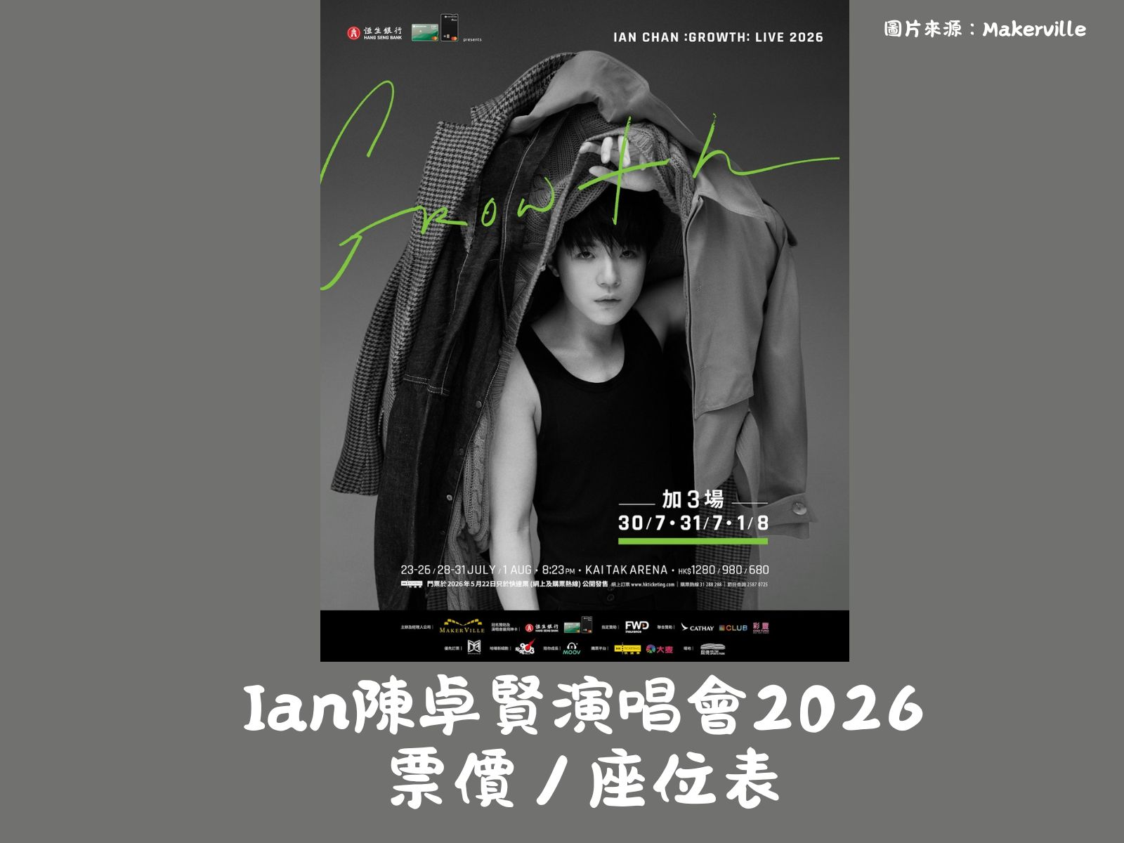 【Ian演唱會2026】陳卓賢啟德加場確認！公售日期、票價及搶飛秘訣一文看清